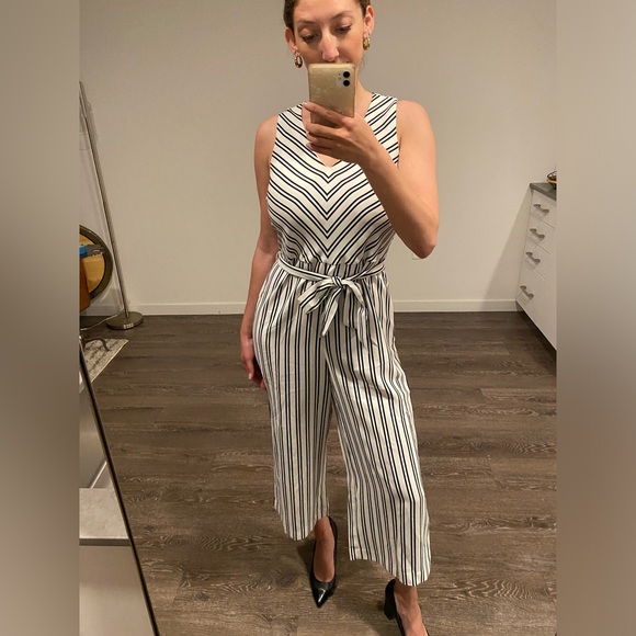 Banana Republic Wide-Legged Black & White Striped Jumpsuit - Picture 1 of 2